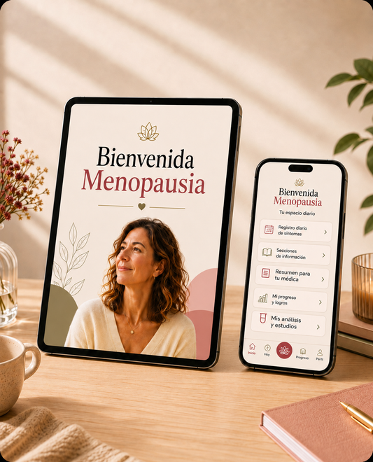Bienvenida Menopausia — Mini App interactiva + Libro Digital para dormir mejor, reducir los sofocos y volver a sentirte vos misma.